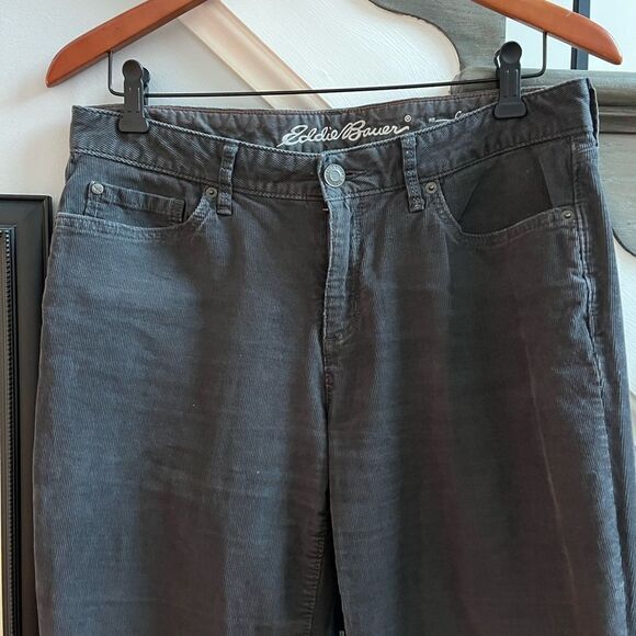 Eddie Bauer Gray Curvy Bootcut Corduroy Jeans sz 8 EUC - Picture 1 of 6